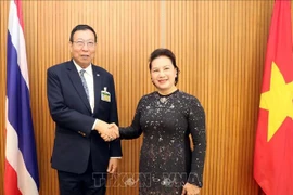 越南国会主席阮氏金银会见泰国国会上议院议长蓬佩
