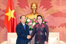 越南国会主席阮氏金银会见老挝最高人民法院院长
