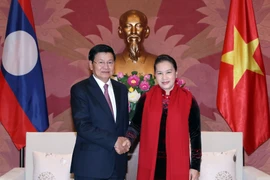 越南国会主席阮氏金银会见老挝总理通伦