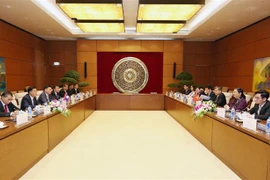 越南国会副主席丛氏放与老挝国会副主席宋潘·平坎米举行会谈