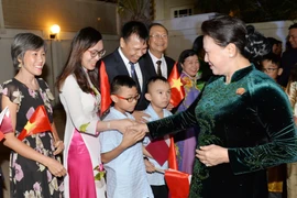 国会主席阮氏金银走访慰问越南驻卡塔尔大使馆工作人员