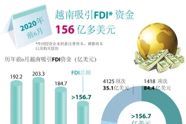 图表新闻：越南上半年引进的外资总额达156.7亿美元