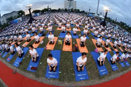 1200人参加岘港市集体瑜伽表演（组图）