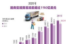 图表新闻：2020年越南实现贸易顺差超过190亿美元