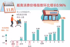 图表新闻：越南消费价格指数环比增长0.96%