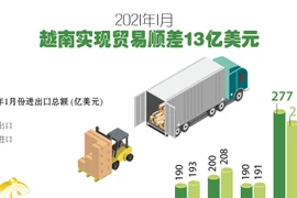 图表新闻：2021年1月越南实现贸易顺差13亿美元