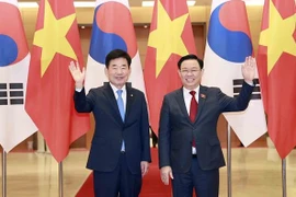 越南国会主席王廷惠与韩国国会议长金振杓举行会谈