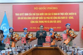 越南增派4名军官参与联合国维和行动