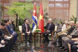 越南国会主席王廷惠会见劳尔·卡斯特罗大将和古共第一书记、国家主席米格尔·迪亚斯-卡内尔