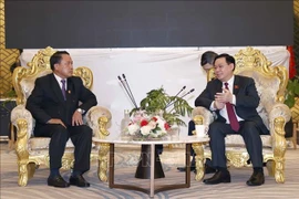 越南国会主席王廷惠会见了老挝财政部部长本炯
