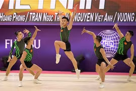 越南健美操队在2022年世界健美操锦标赛夺得金牌