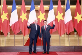 越南国会主席王廷惠与法国参议院议长热拉尔·拉尔歇举行会谈