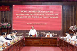 国家主席阮春福与奠边省领导举行工作会议