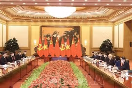 越共中央总书记阮富仲与中共中央总书记、中华人民共和国主席习近平举行会谈