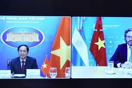 越南外交部长裴青山与阿根廷外交部长卡菲耶罗通电话