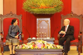 越共中央总书记阮富仲会见老挝国家副主席巴妮·雅陶都