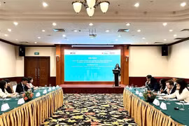 “促进绿色增长和提高妇女经济赋权的合作关系”研讨会场景。图自越通社
