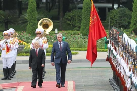 阮富仲与古巴国务委员会主席兼部长会议主席米格尔•马利奥•迪亚斯-卡内尔•贝穆德斯进行会谈（组图）