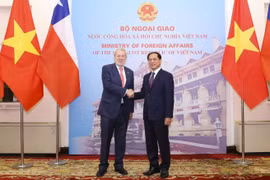越南外交部长裴青山与智利共和国外交部长阿尔韦托·范克拉韦伦。图自越通社