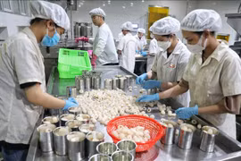 北江省陆岸县食品进出口股份公司荔枝罐头加工出口线。图自越通社