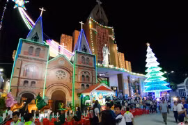 胡志明市年轻人提前迎接圣诞节 