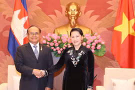 越南国会主席阮氏金银会见柬埔寨王国参议院副议长狄诺