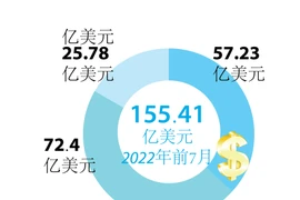 图表新闻：2022年前7月越南FDI达155.41亿美元