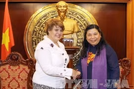 越南国会副主席丛氏放与联合国儿童基金会驻越南首席代表洛塔·西尔万德尔