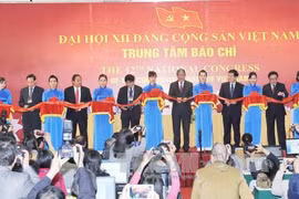 越共十二大新闻中心成立仪式在国家会议中心举行。（图片来源：越通社）