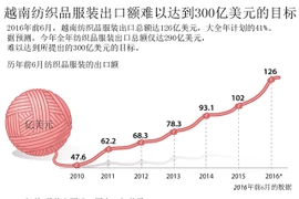 越南纺织品服装出口额难以达到300亿美元的目标