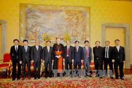 裴青山礼节性拜会圣座国务卿帕罗林（Pietro Parolin）枢机。（图片来源：越通社）