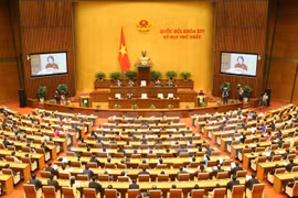 越南第十四届国会第一次会议闭幕会会场全景。（图片来源：越通社）