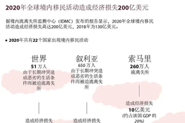 图表新闻：2020年全球境内移民活动造成经济损失200亿美元