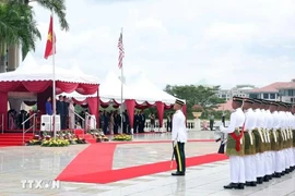 马来西亚总理为越共中央总书记苏林及夫人举行欢迎仪式。图自越通社