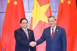 越南政府总理范明政与中国国务院总理李强。图自越通社
