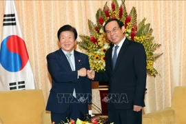 胡志明市领导会见韩国国会议长朴炳锡