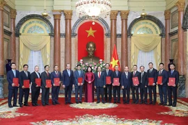 国家副主席邓氏玉盛向12位驻外大使颁发任命书