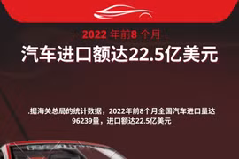 图表新闻：2022年前8个月汽车进口额达22.5亿美元