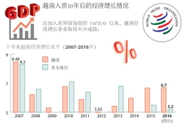 自加入世界贸易组织（WTO）以来，越南经济增长事业取得不少成绩