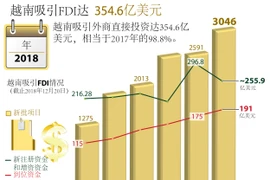 图表新闻：2018年越南吸引FDI达354.6亿美元