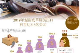 图表新闻：2019年越南皮革鞋类出口有望达215亿美元