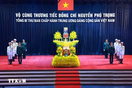 越共中央总书记阮富仲吊唁仪式。图自越通社
