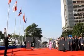 东盟旗升旗仪式在胡志明市举行。（图片来源：越通社）