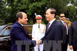 越南国家主席陈大光（右）和埃及总统塞西。（图片来源：越通社）