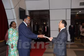 越南驻南非大使兼任驻纳米比亚大使武文勇向纳米比亚共和国总统哈格·根哥布递交国书。
