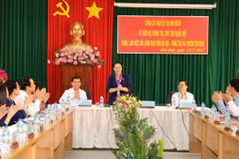 国会主席阮氏金银在会议上发表讲话。