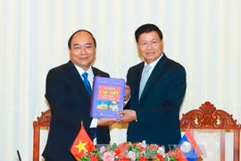 越南政府总理阮春福与老挝总理通伦举行会谈