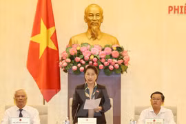 越南国会主席阮氏金银在闭幕式上致辞。