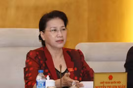 国会主席阮氏金银在会上发表讲话（图片来源：越通社）