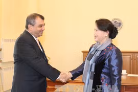 越南国会主席阮氏金银会见各国议会联盟主席萨博·乔杜里。